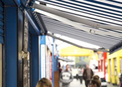 Bobcat Commercial Awning - Blue Stripe