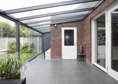 Veranda With Glass Roof and Sliding Glass Doors