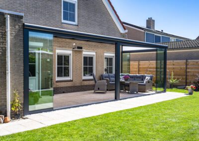 Veranda with Polycarbonate Roof and Sliding Glass Doors