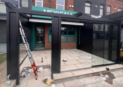 Glass doors on pergola fitted for Mexicali