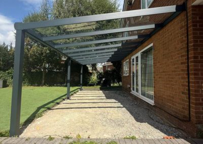 Side View of Garden Veranda with Glass Roof